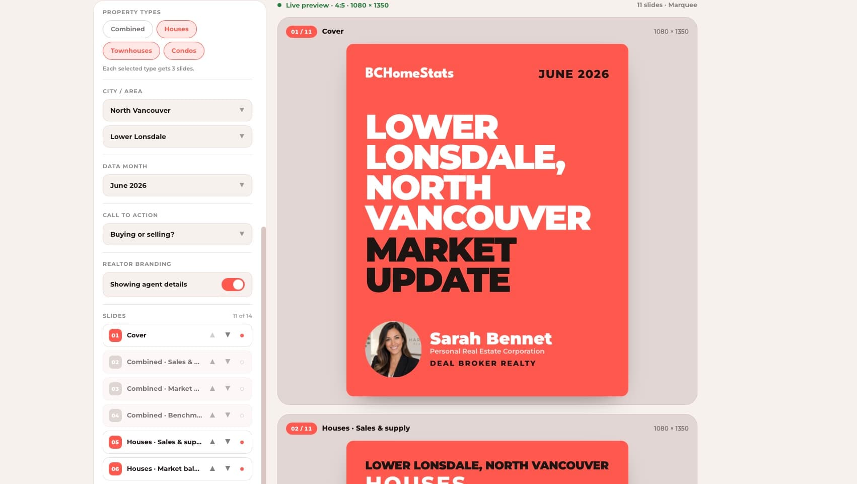 The BCHomeStats social carousel builder